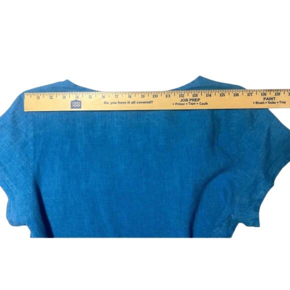 Flax linen dress size small medium blue maxi high low - Picture 5 of 10